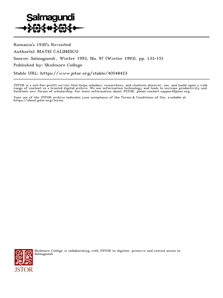 Romania's 1930's Revisited | PDF