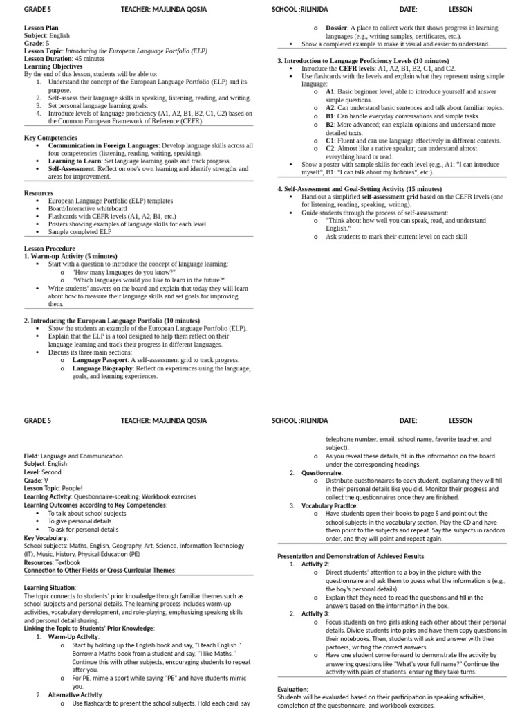 Ditaret e Klase 5 2024 2025 | PDF