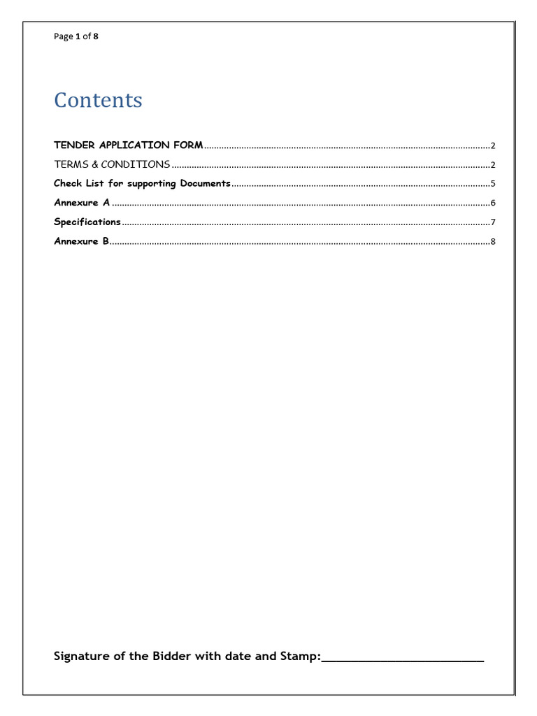 Tender Applicationandspecs | PDF
