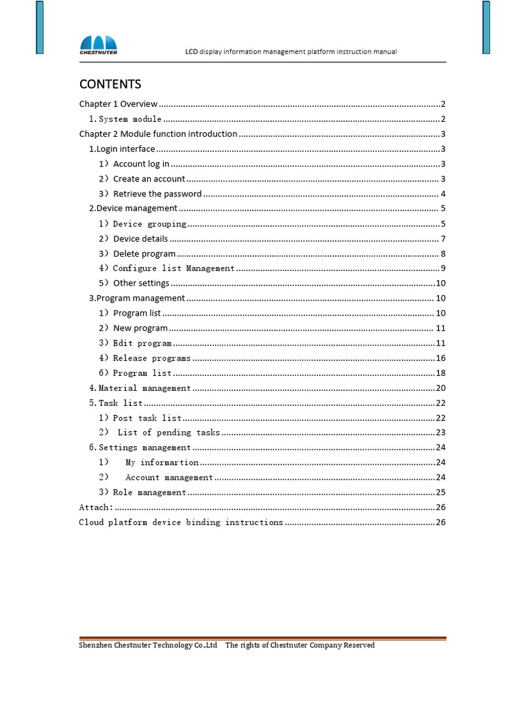 LCD Display Information Management Platform Instruction - Chestnuter | PDF