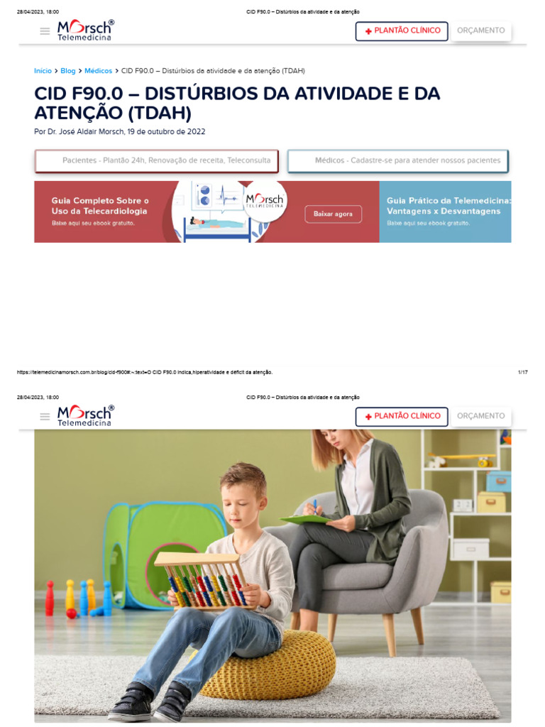 CID F90.0 - Distúrbios Da Atividade e Da Atenção | PDF