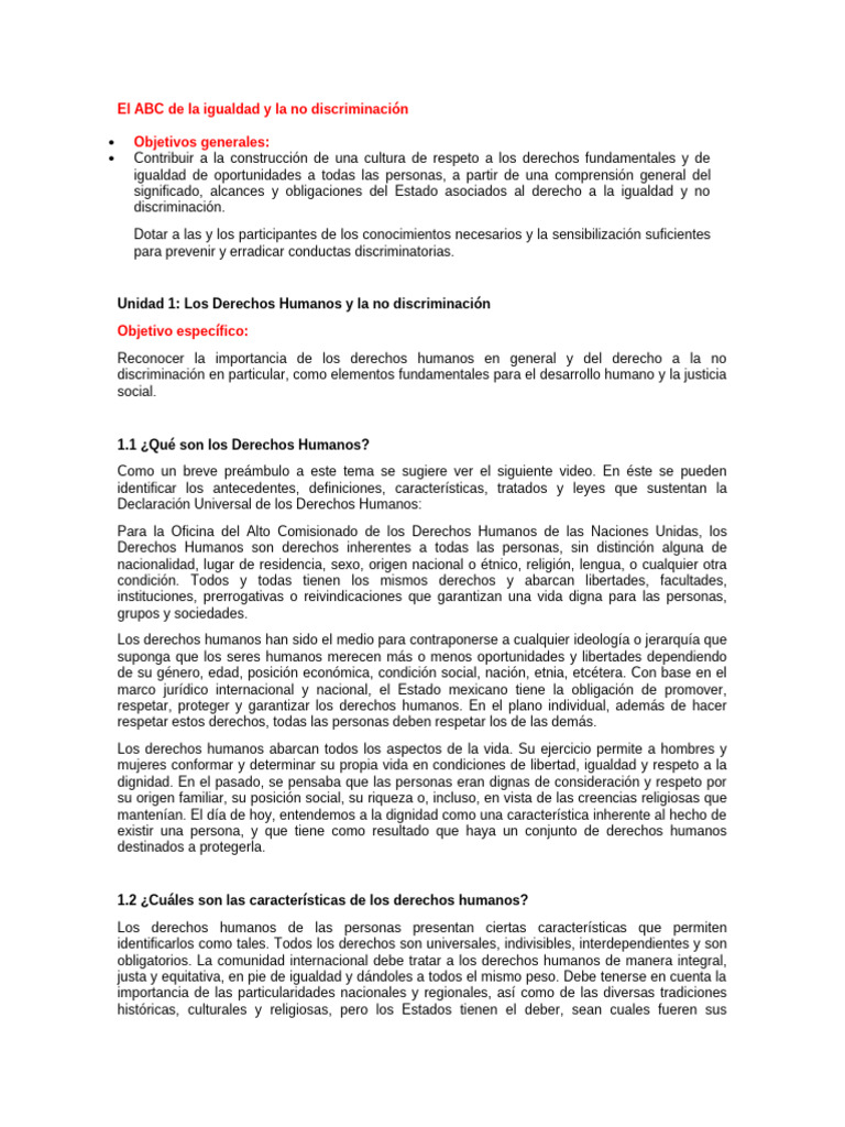 El ABC de La Igualdad y La No Discriminación | PDF