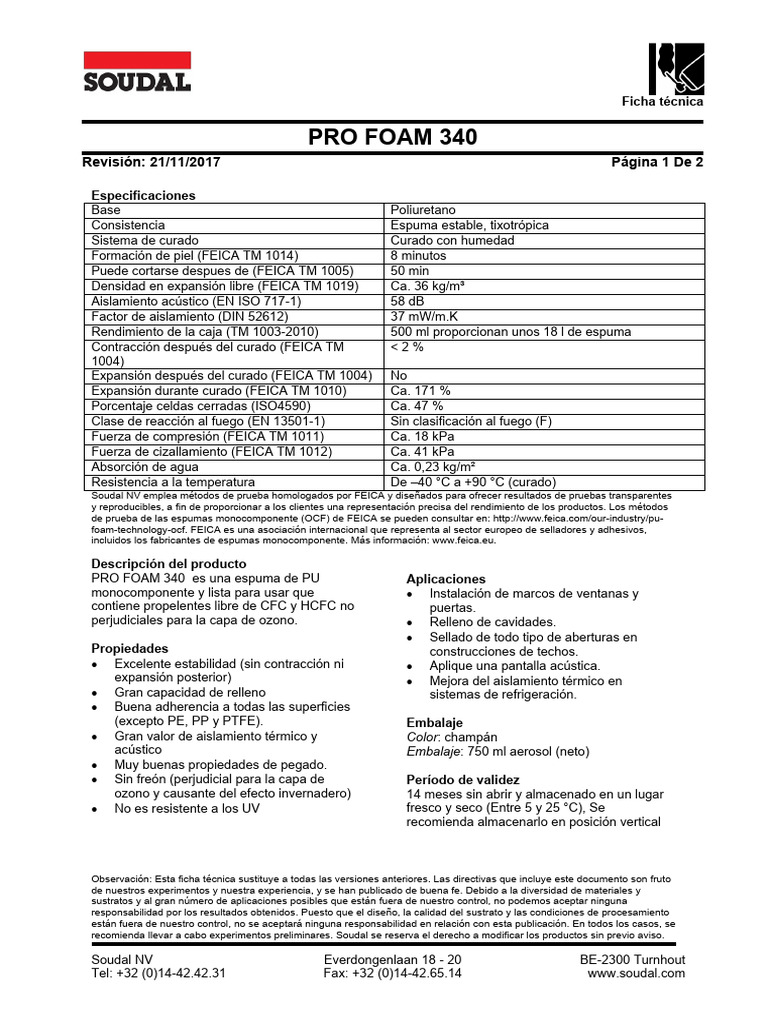 ficha tecnica espuma expansiva | PDF