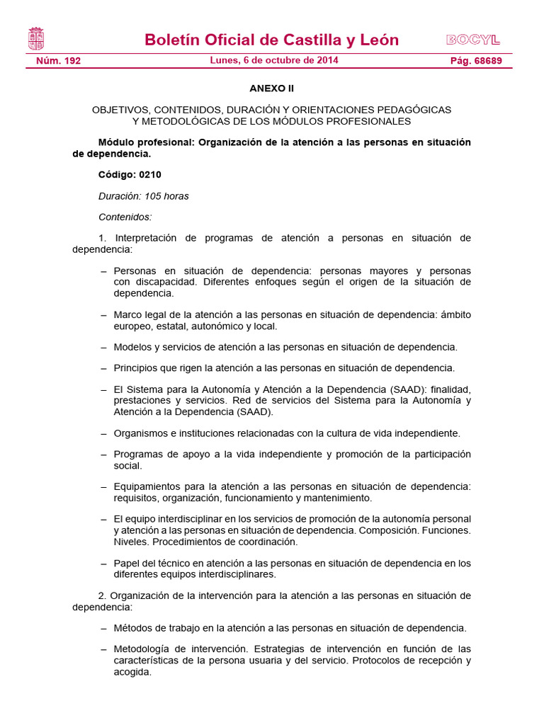 Organización de La Atención A Las Personas en Situación de Dependencia ...