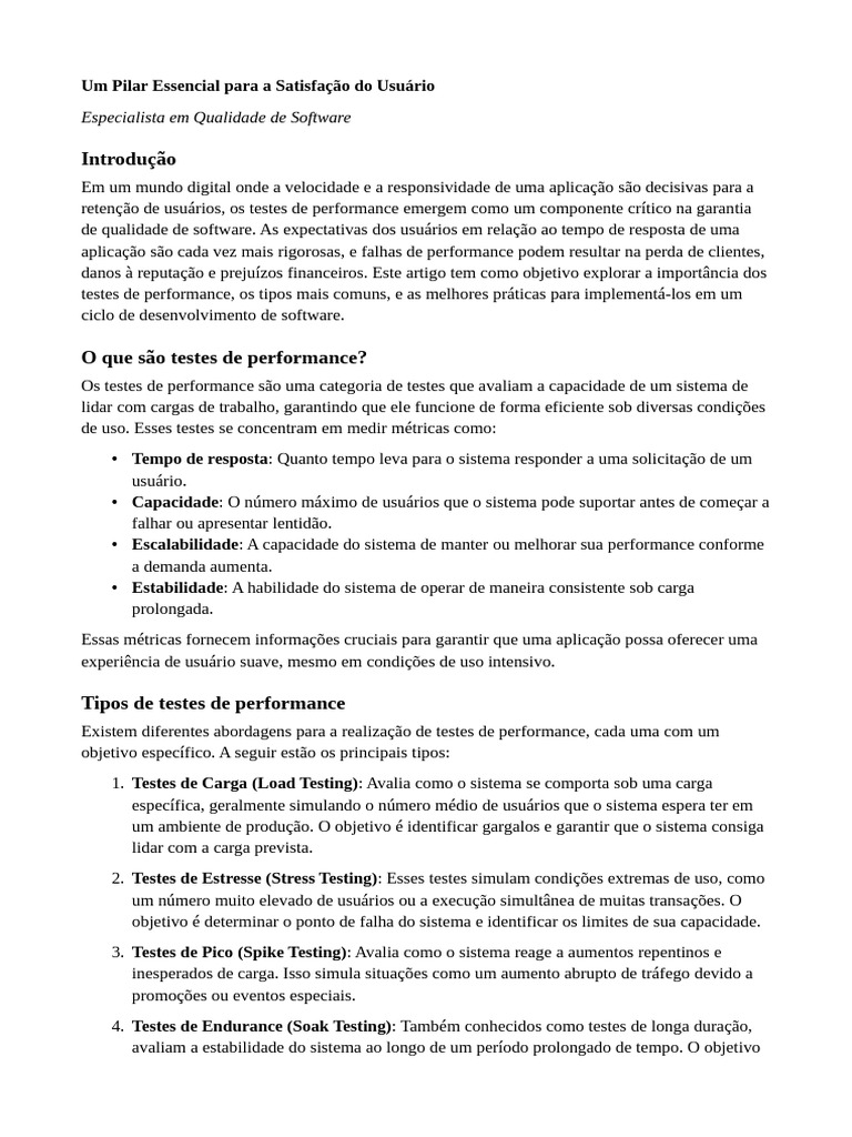 Teste de Performance para QA Iniciante | PDF