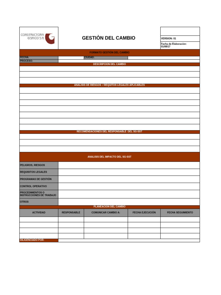 FORMATO DE GESTION DEL CAMBIO | PDF