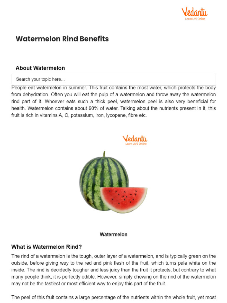 Watermelon Rind Benefits | PDF