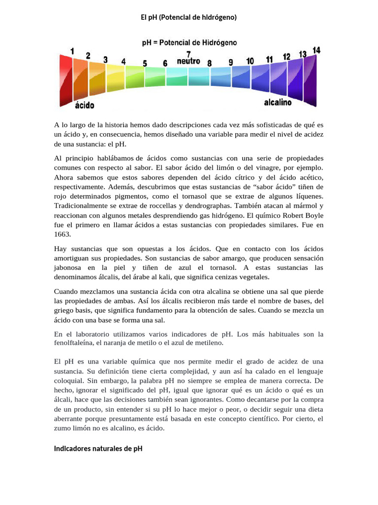 Tema 2. El PH | PDF | Ph | Ciencia y matemática