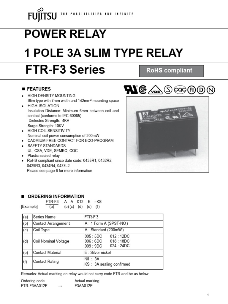 1 Pole 3a Slim Type Relay | PDF