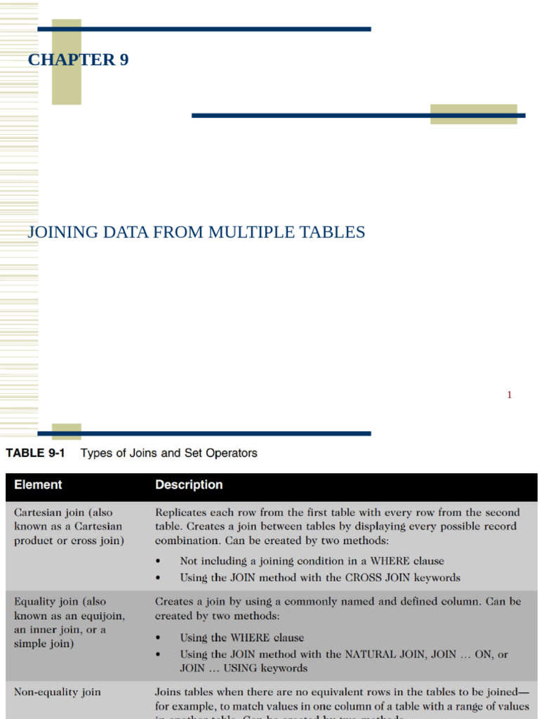 JOINING DATA FROM MULTIPLE TABLES | PDF