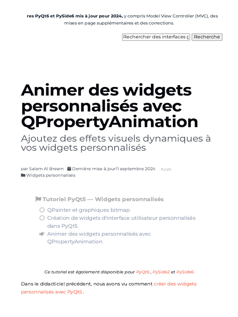 Animation de Widgets PyQt5 Avec QPropertyAnimation - Créer Un Widget ...