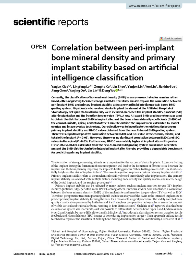 Correlation Between Peri Implant Bone Mineral Density and Primary ...