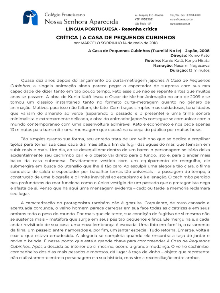 Resenhas - A CASA DE PEQUENOS CUBINHOS | PDF