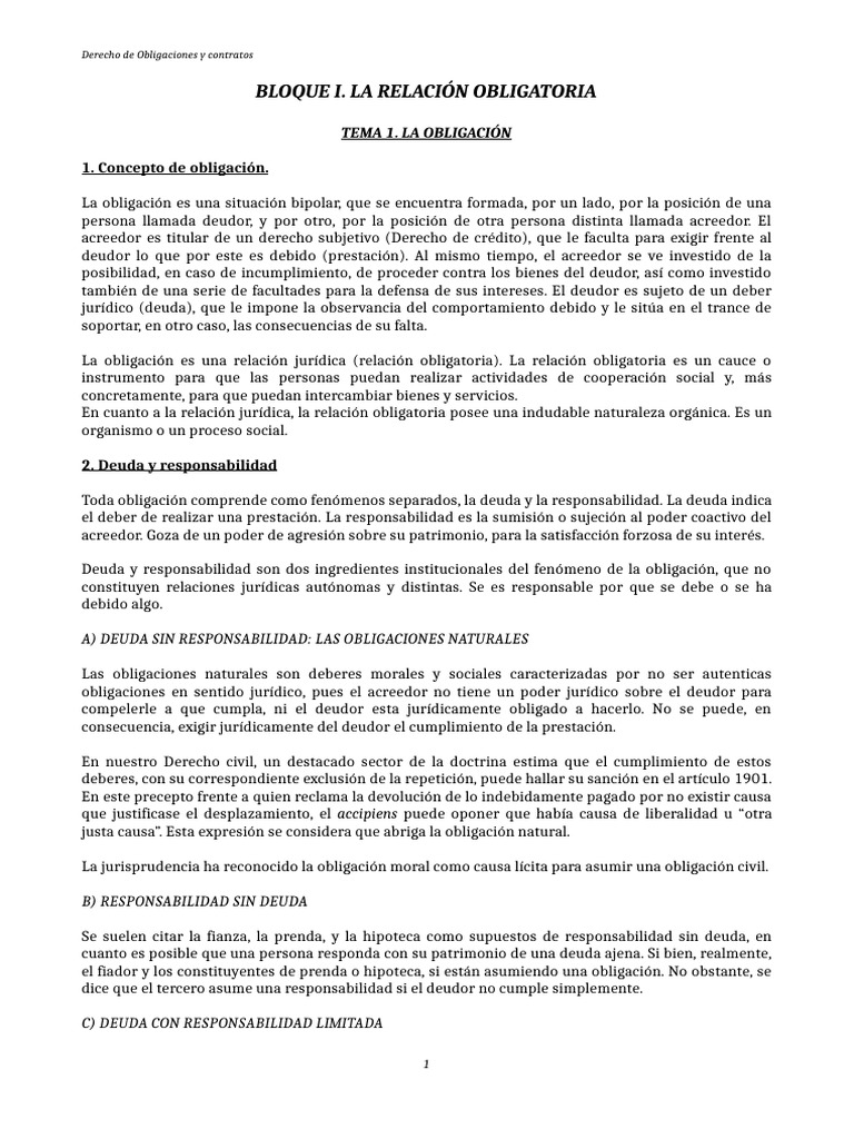 Conceptos Clave del Derecho de Obligaciones | PDF | Deuda | Bienes (Ley)