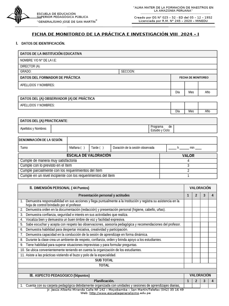 Monitoreo de Práctica Docente 2024 | PDF | Aprendizaje | Evaluación