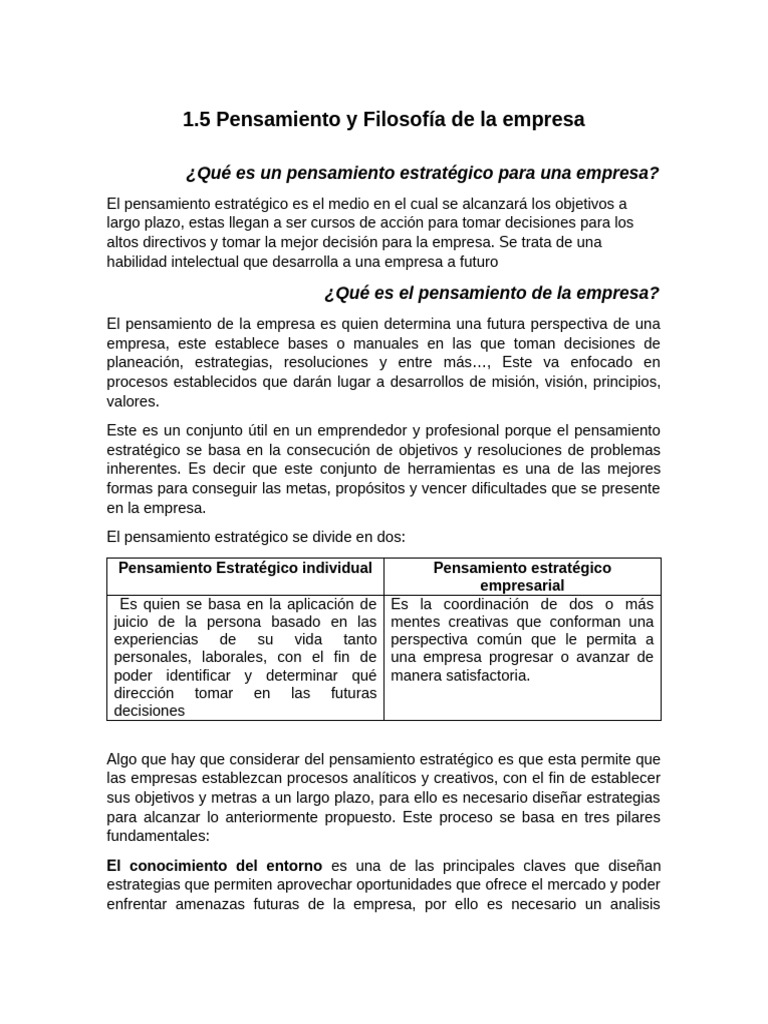 Pensamiento y Filosofía Empresarial | PDF | Business | Crecimiento ...