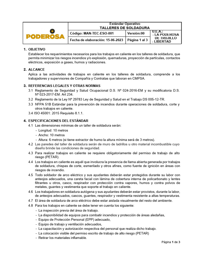 ESTANDAR DE TALLERES DE SOLDADURA PDF