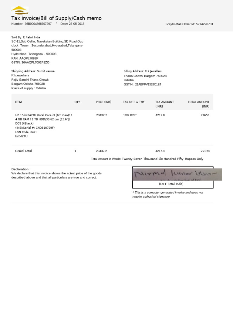 BILL Hp-Laptop | PDF