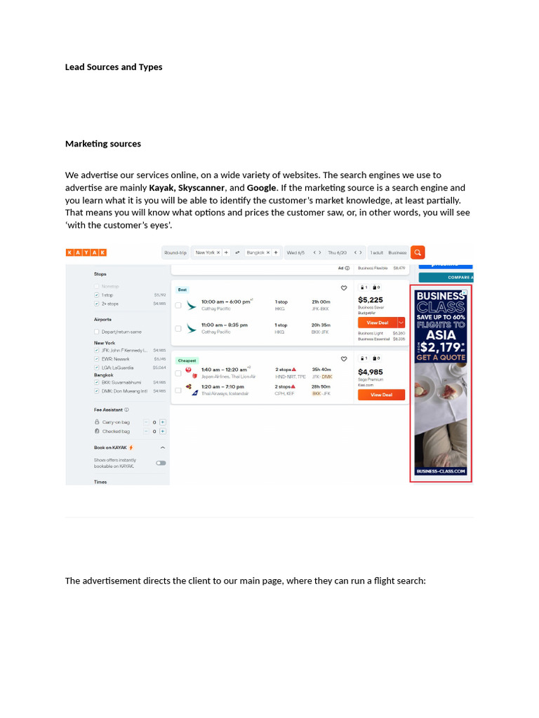 Business Class Lead Sources and Types | PDF