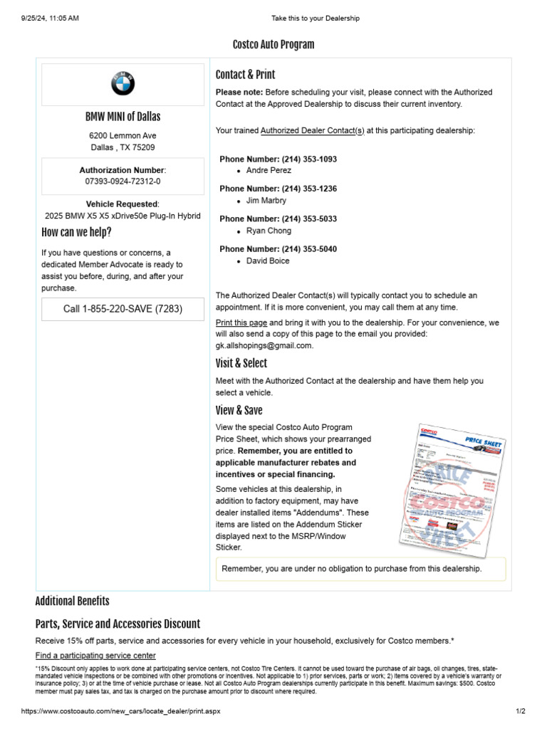 BMW Costco Buying Offer | PDF