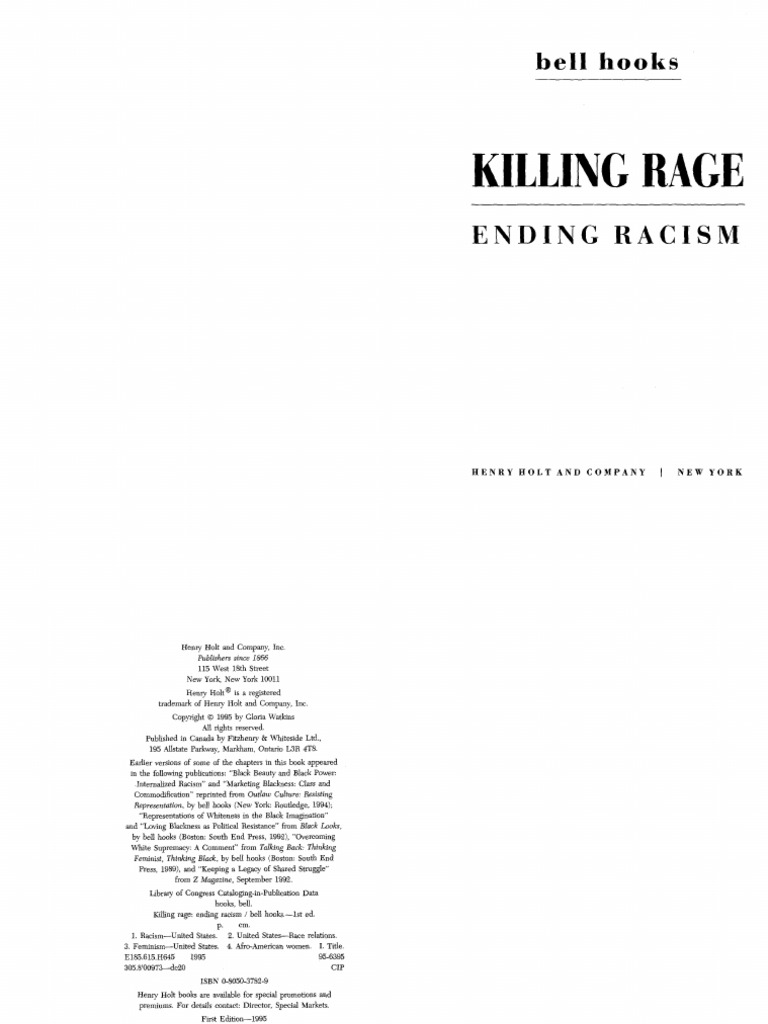 Killing Rage Ending Racism - Hooks | PDF