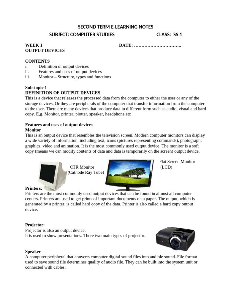 Modified Ss 1 2nd Term Computer Science E-Lesson Note-1 | PDF