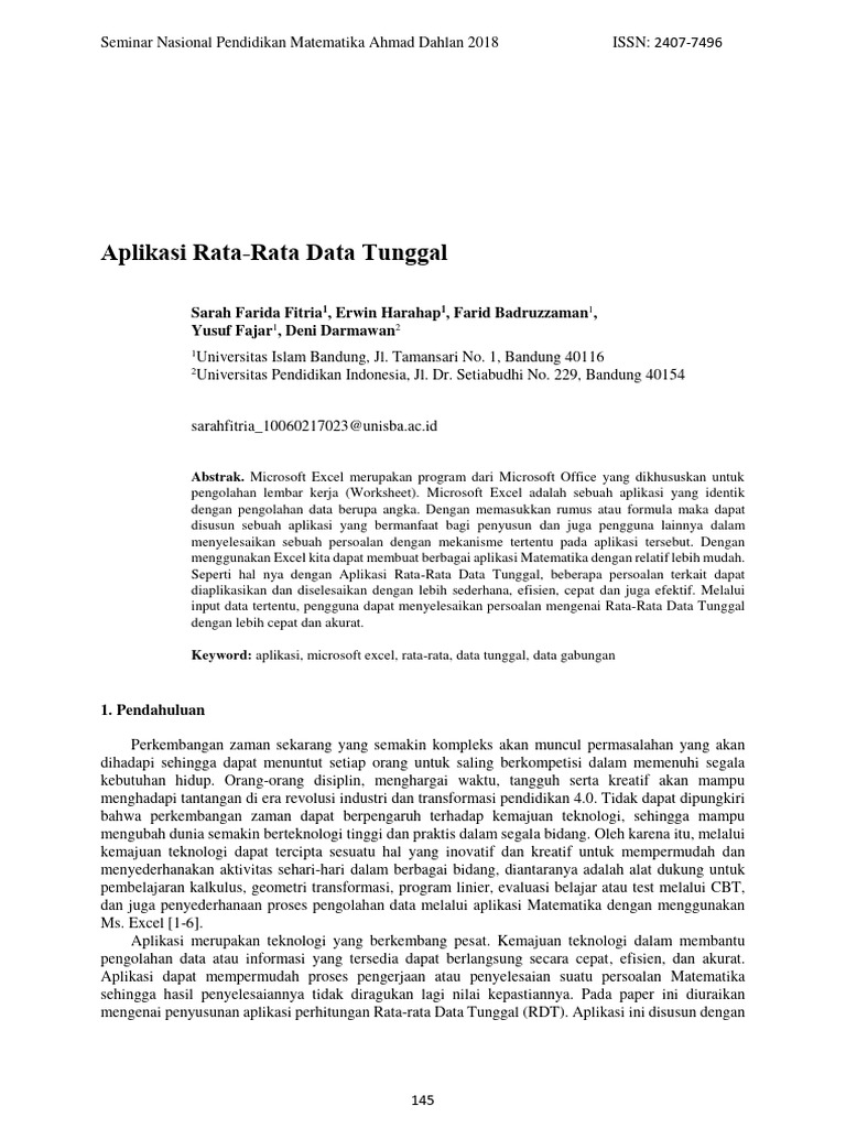 Aplikasi Rata Rata Data Tunggal | PDF