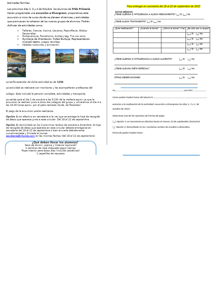 Excursion Divergreen 5º EP 23.24 | PDF