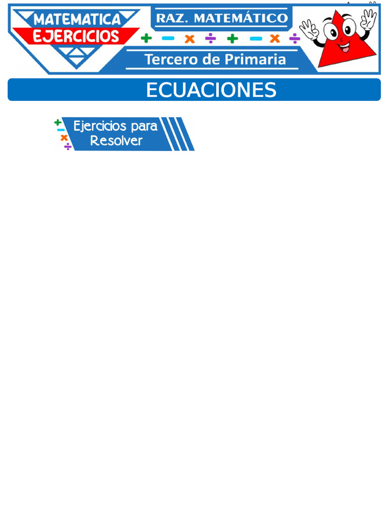 Ecuaciones para Tercer Grado de Primaria | PDF | Métodos y materiales ...