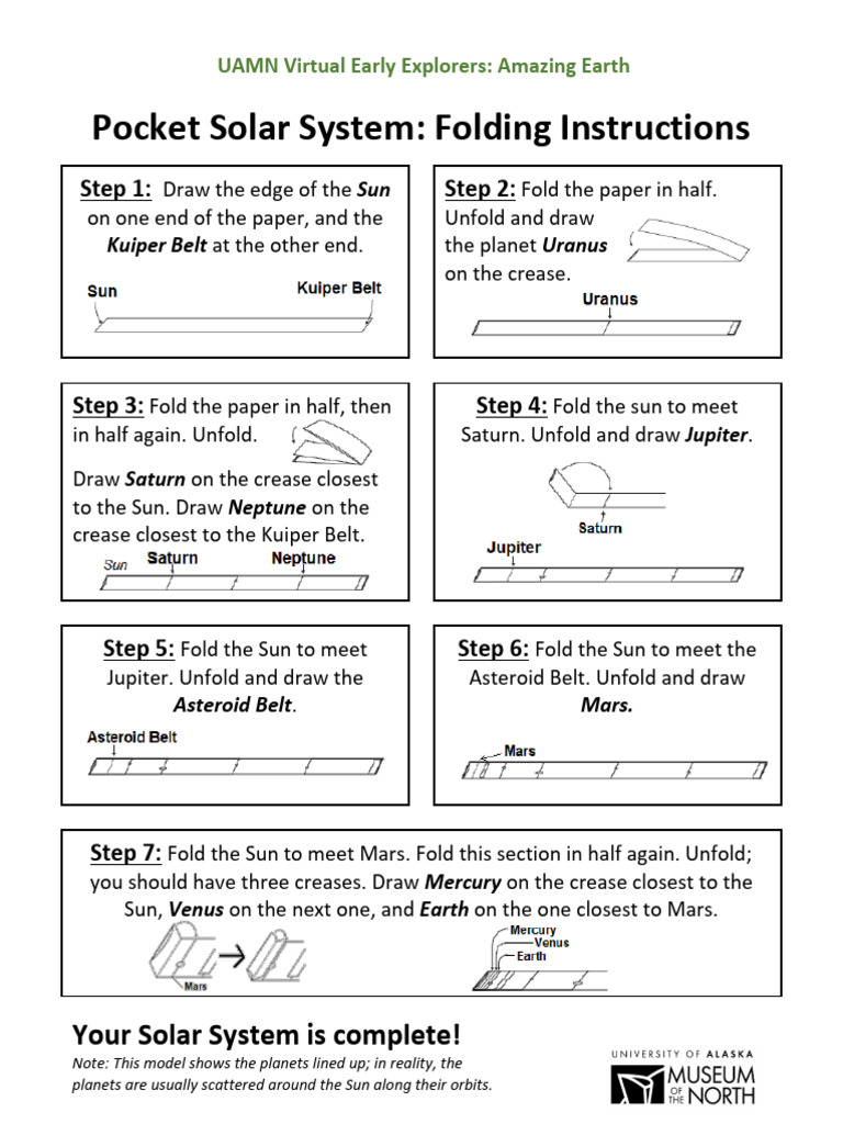 Pocket Solar System Activity Folding Instructions | PDF