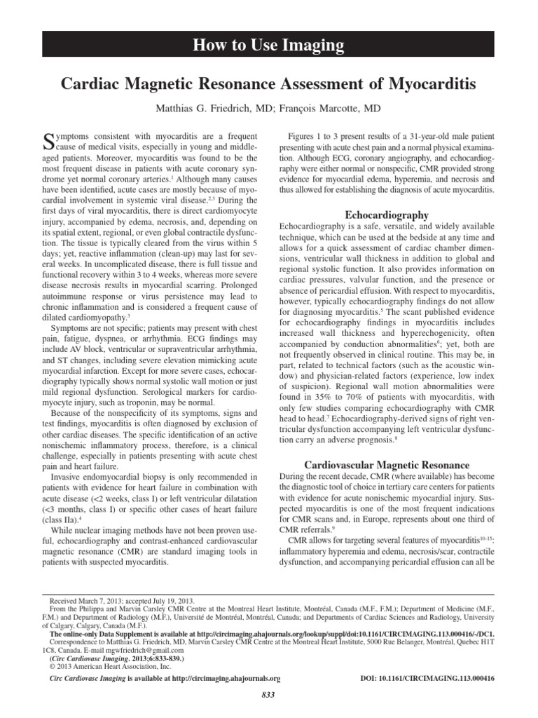 Cardiac Magnetic Resonance Assessment of Myocarditi | PDF