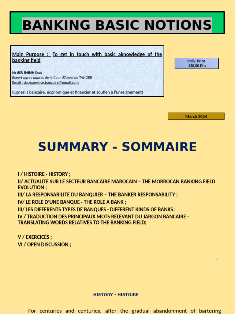 Banking Basic Notions - 22 Diap | PDF