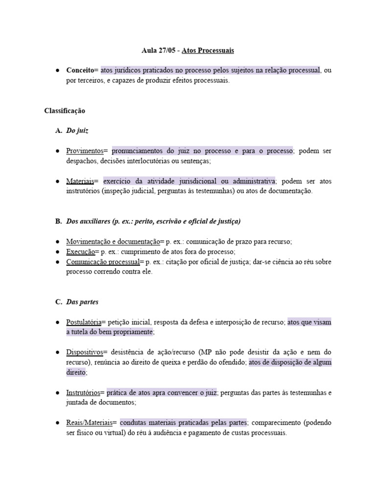 Aula 27-05 - Atos Processuais | PDF