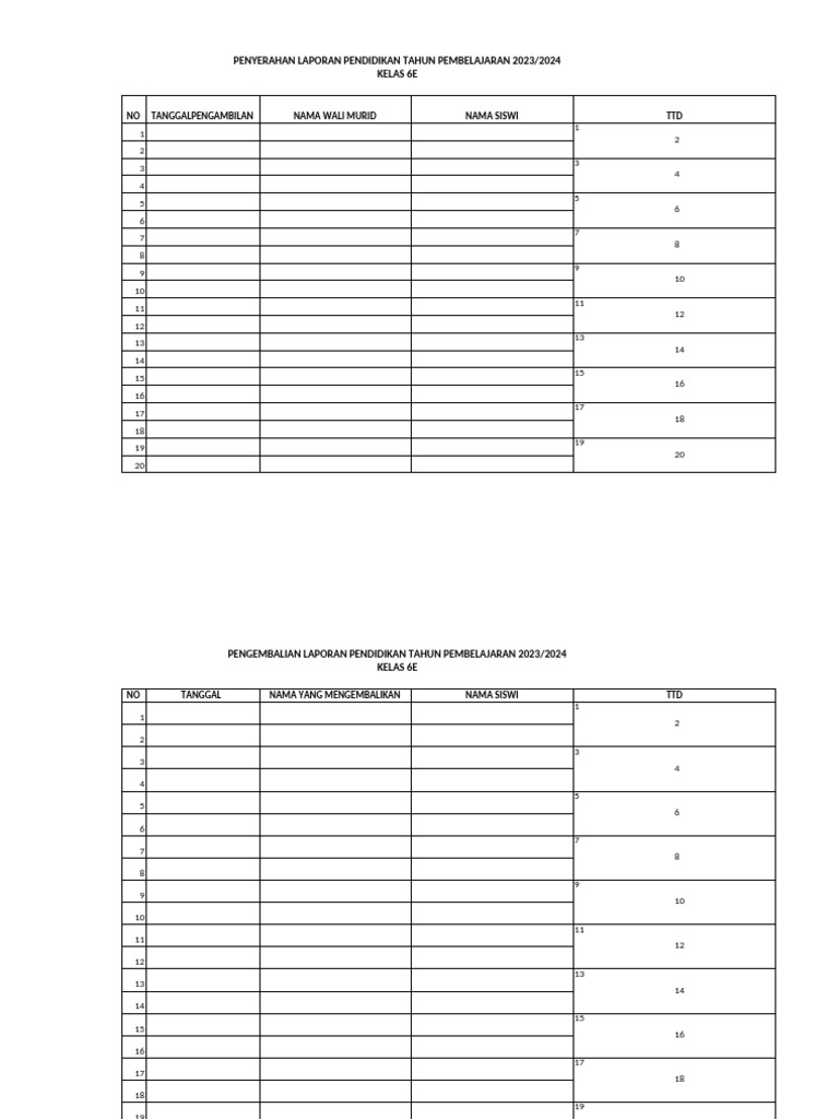 Format Pengambilan Rapot | PDF