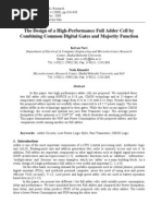 The Design of A High-Performance Full Adder Cell by Combining Common Digital Gates and Majority Function