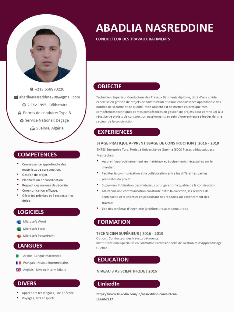 CV PRO FR - Abadlia Nasreddine | PDF