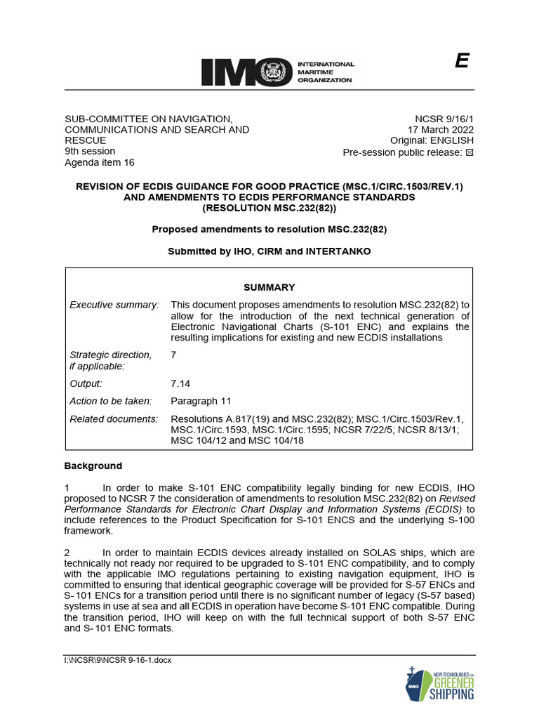 NCSR 9-16-1 - Proposed Amendments To Resolution MSC.232 - 82 | PDF ...