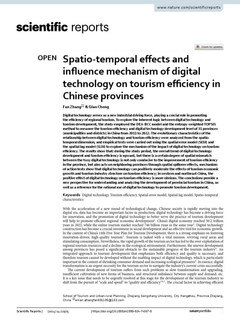 Spatio-Temporal Effects and Influence Mechanism of Digital Technology ...