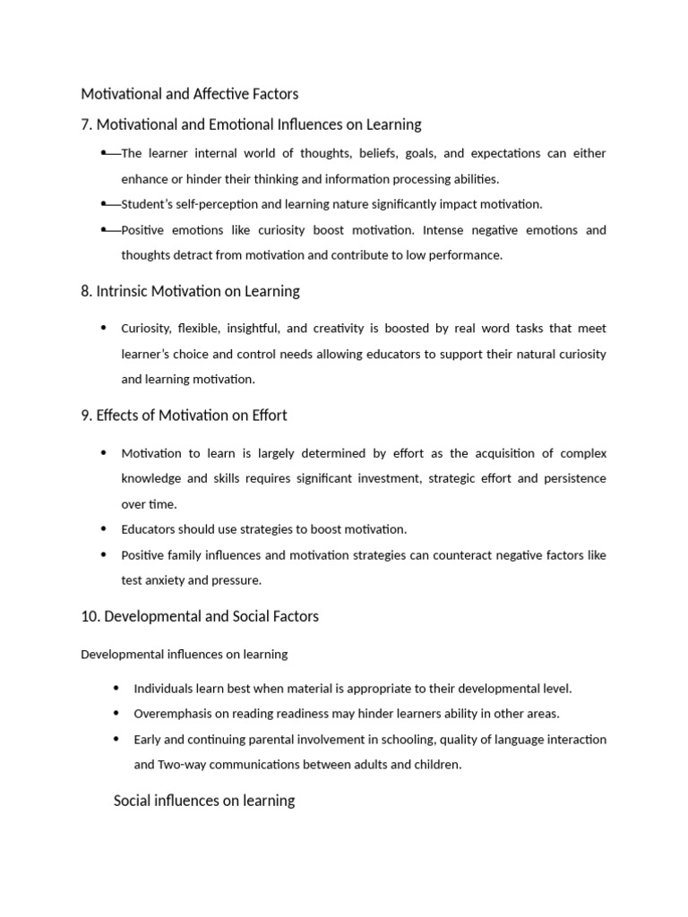 Motivational Factors in Learning Success | PDF | Self-Improvement ...