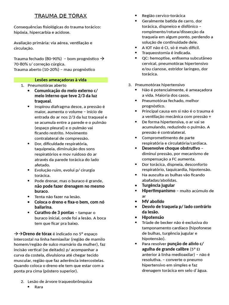 TRAUMA DE TÓRAX e TCE | PDF