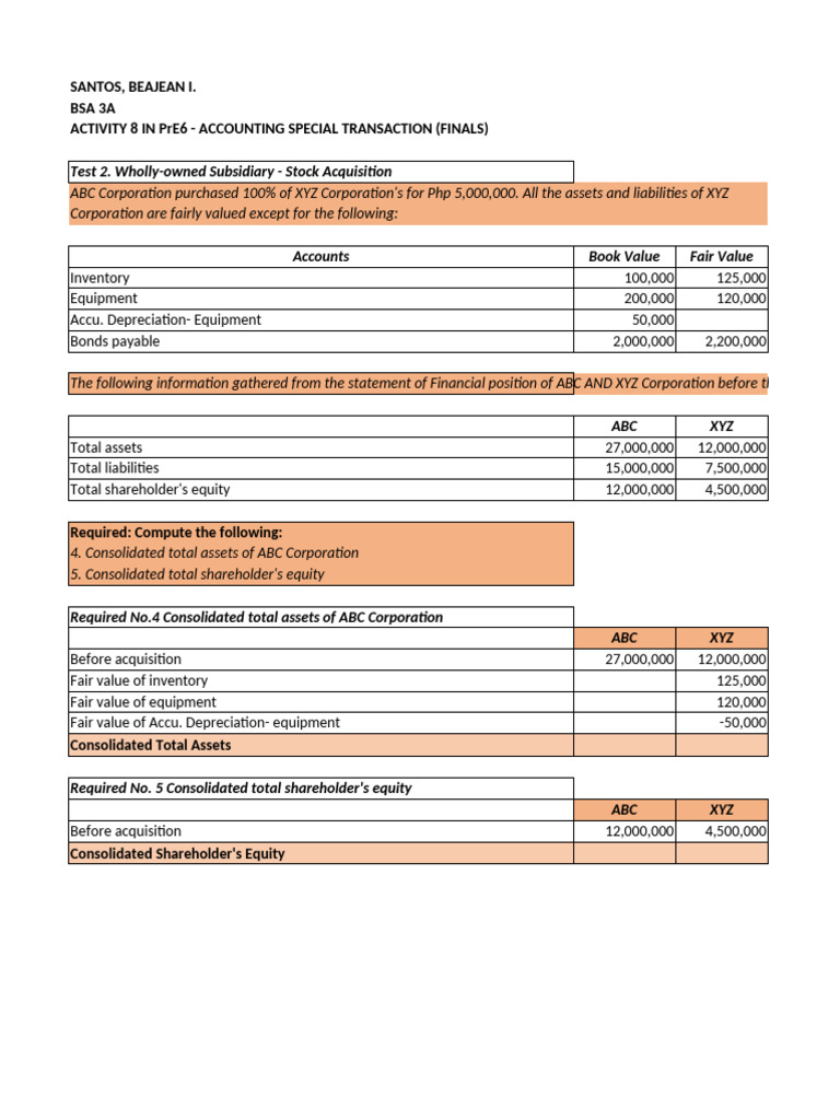 Activity 8 in Accounting Special Transaction - SANTOS | PDF
