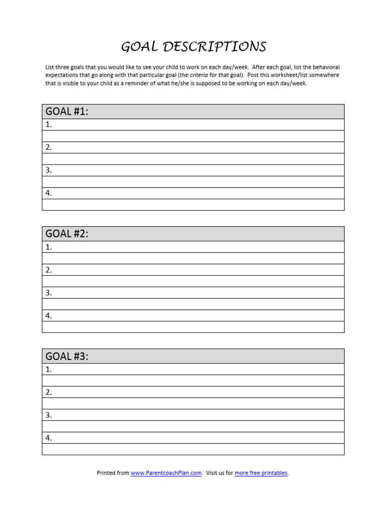 Goal Descriptions | PDF