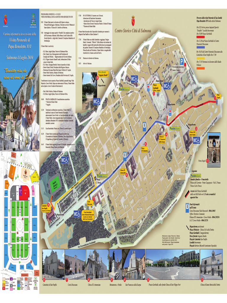 Cartina Visita Papa Sulmona CentroStorico | PDF