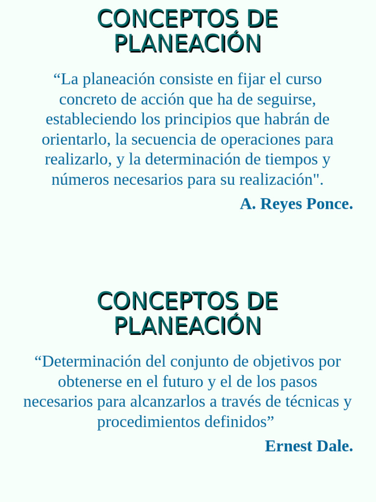 Concepto de Planeación | PDF | Planificación | Crecimiento personal y ...