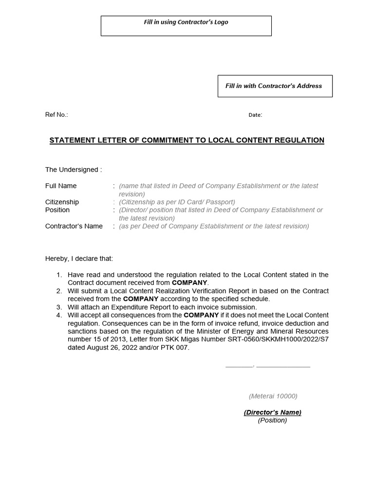 Exhibit 26 LOCAL CONTENT STATEMENT LETTER | PDF