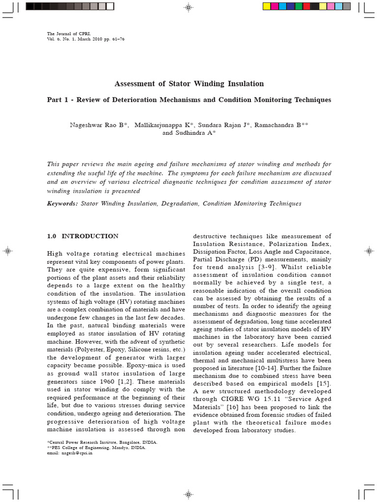 Assessment of Stator Winding Insulation Part 1 | PDF | Capacitor ...