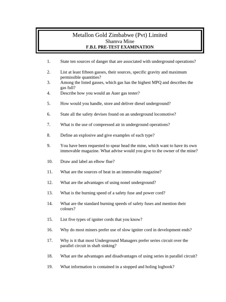F.B.L Pre-Test Examination Guide | PDF