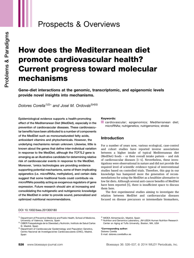 How Does The Mediterranean Diet Promote Cardiovascular Health | PDF