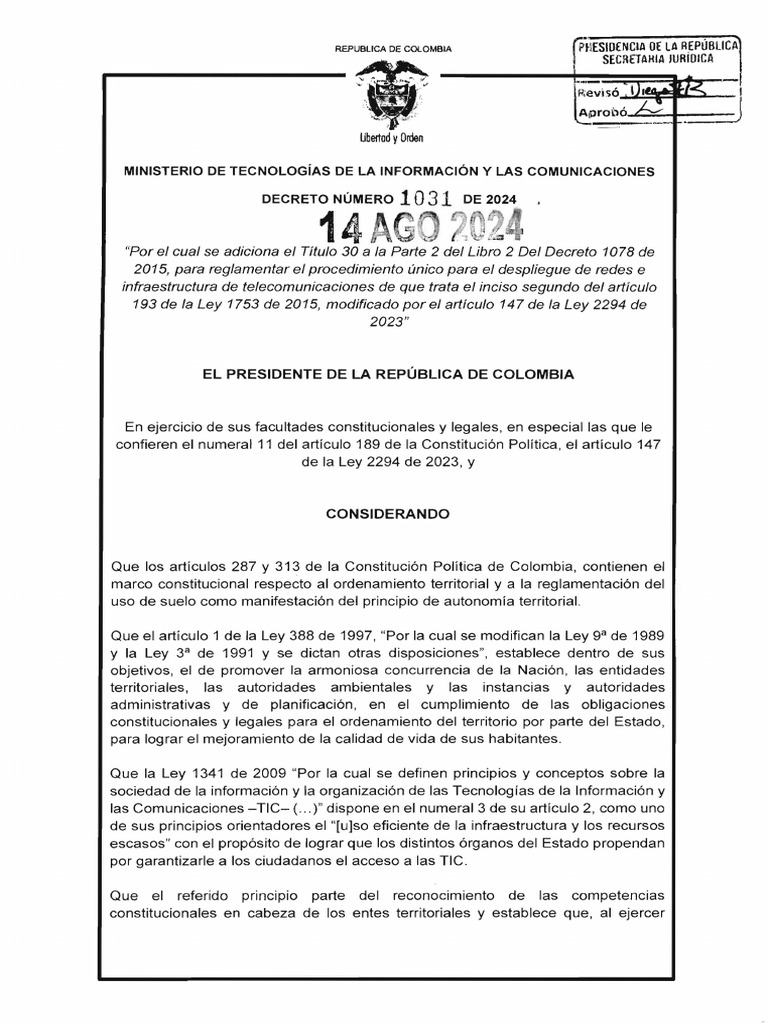 Decreto 1031 de 2024 | PDF
