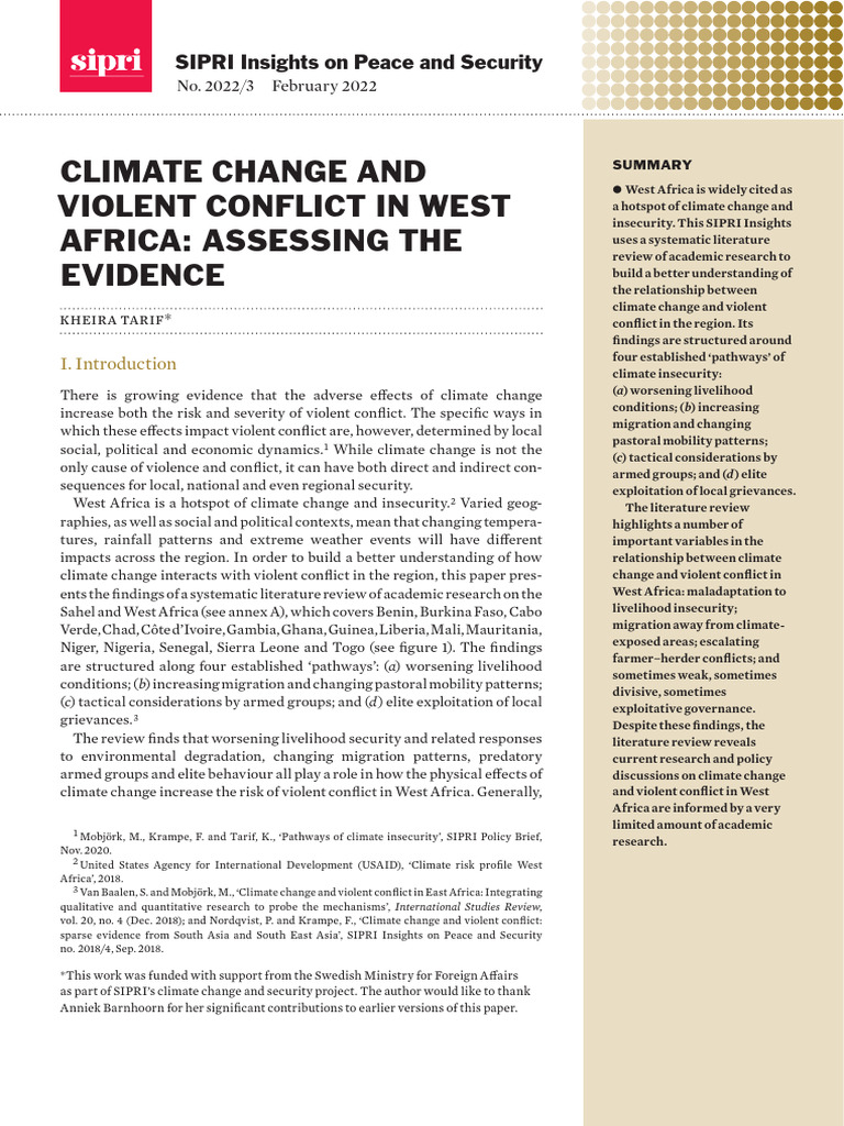 Climate Change and Conflict in West Africa | PDF | Pastoralism ...